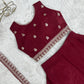 Maroon Embroidered Crop Palazzo