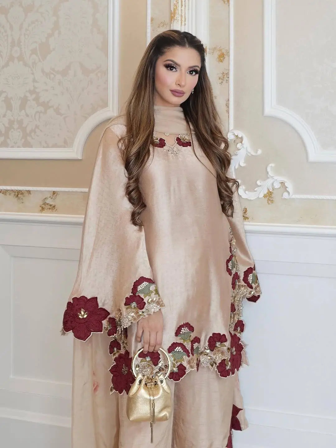 Champagne Applique Kurta Set