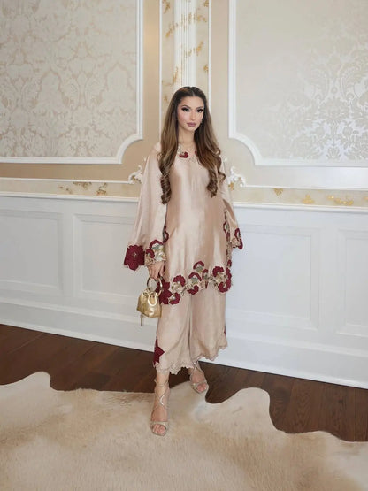 Champagne Applique Kurta Set