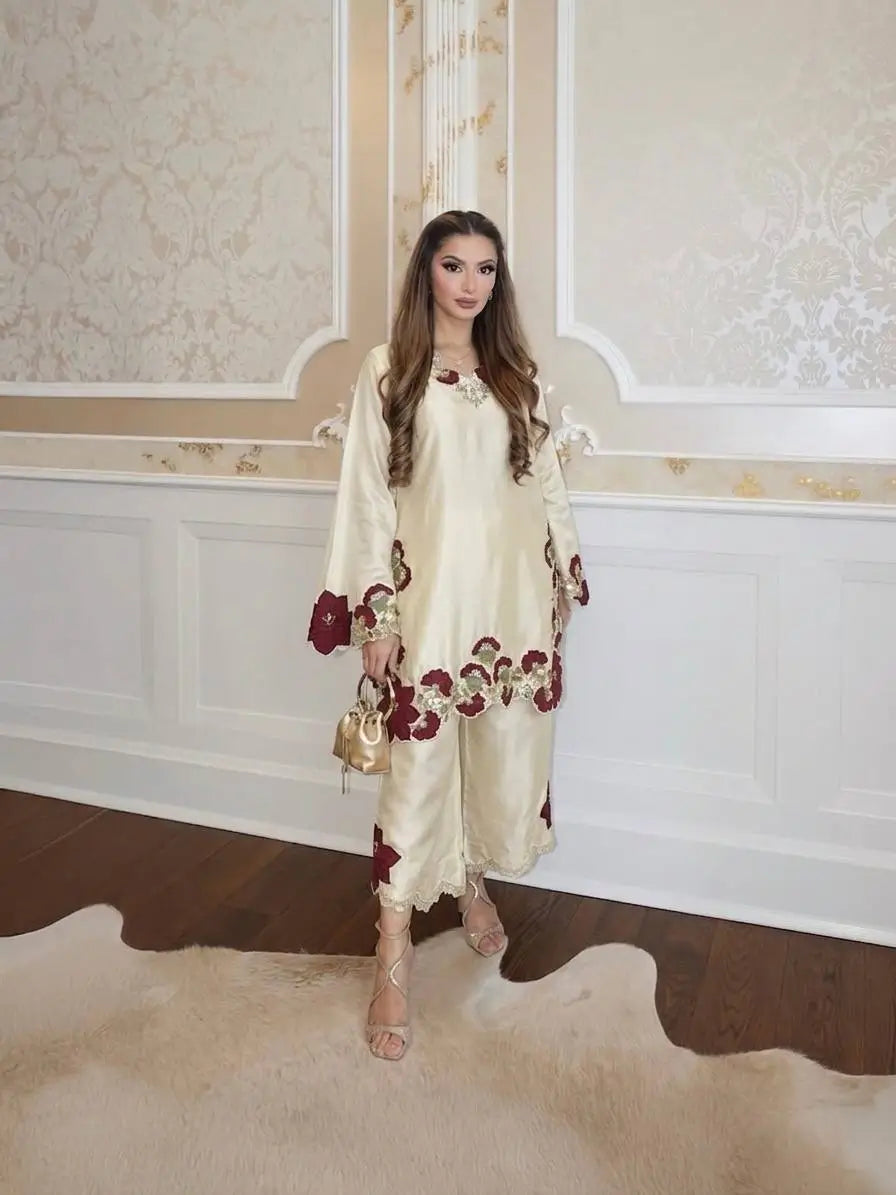 Champagne Applique Kurta Set