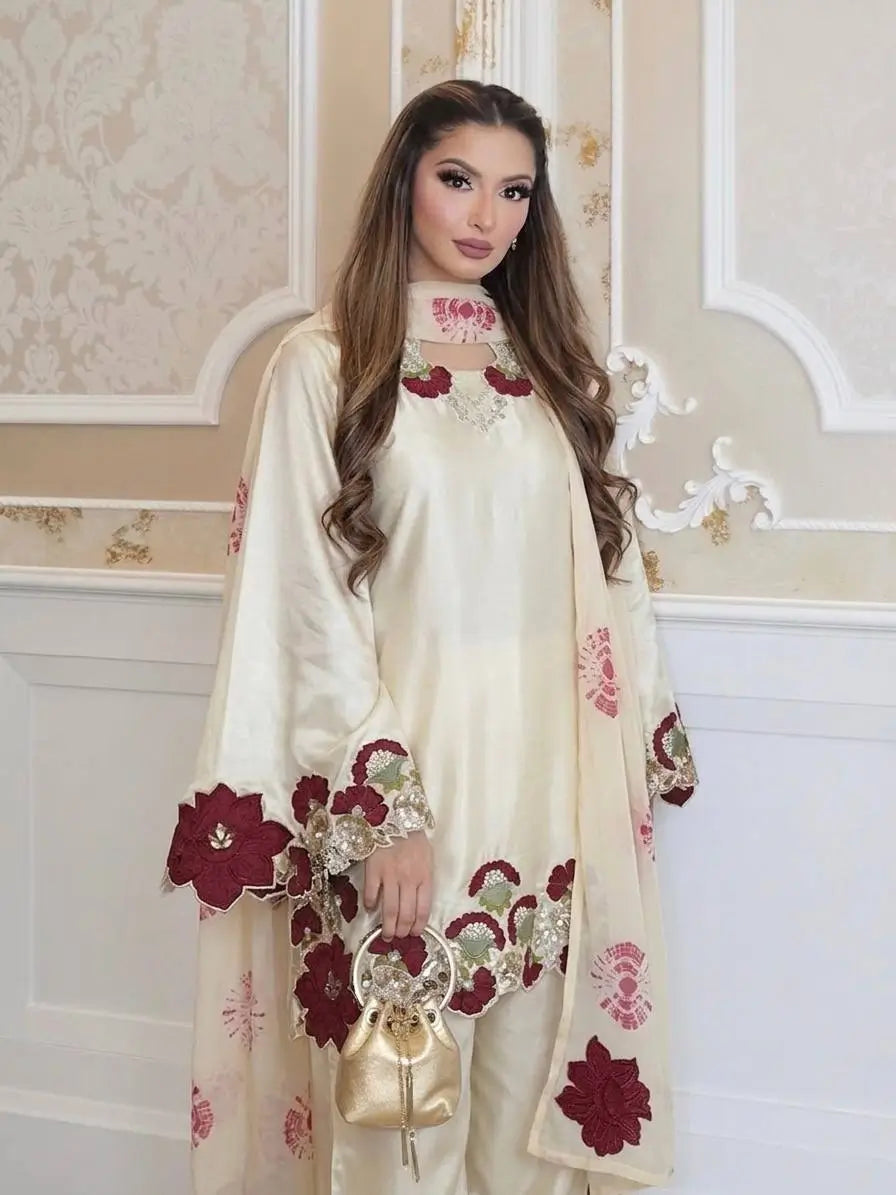 Champagne Applique Kurta Set