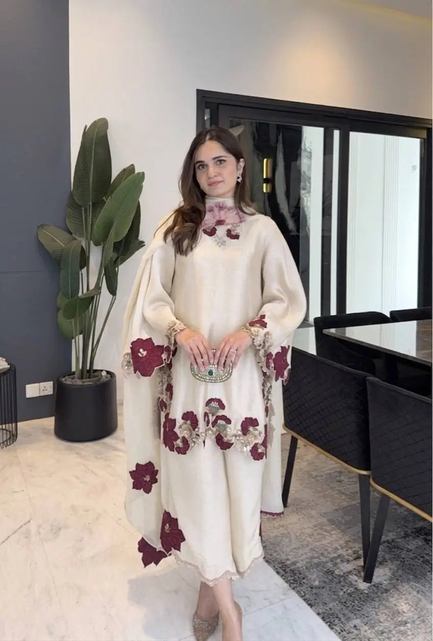Champagne Applique Kurta Set