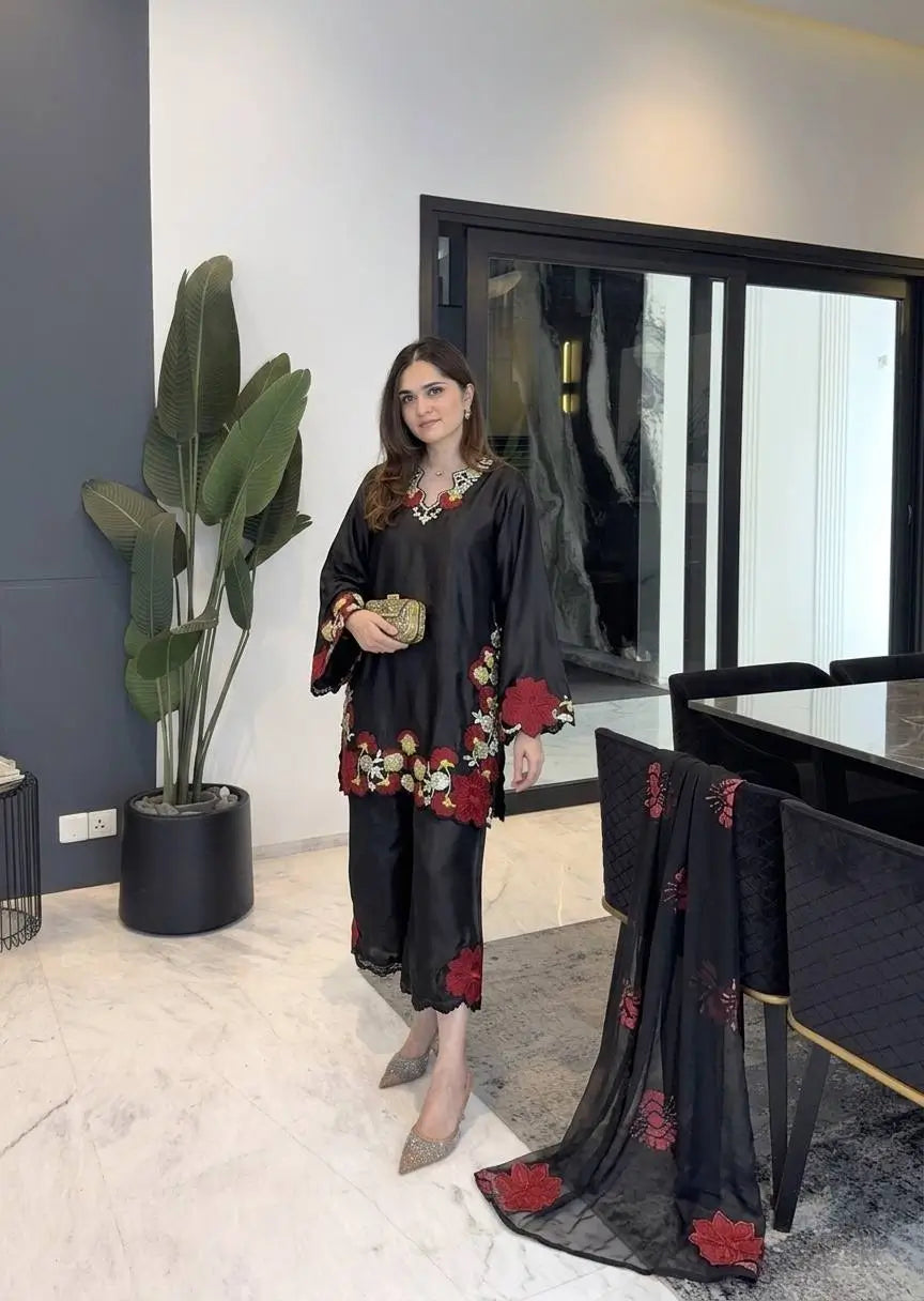 Champagne Applique Kurta Set