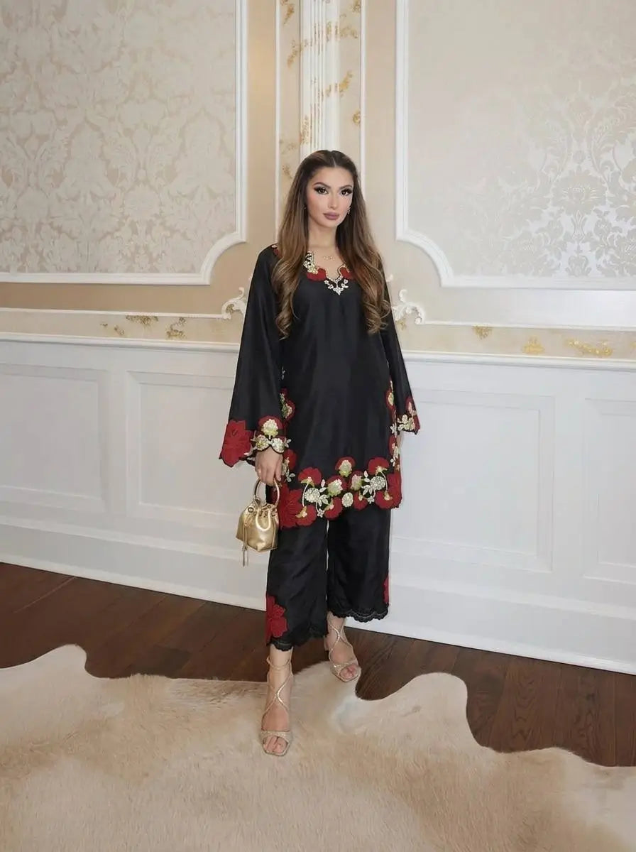 Champagne Applique Kurta Set