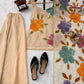 Champagne Beige Floral Sequin Palazzo Suit Set with Organza Dupatta