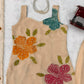 Champagne Beige Floral Sequin Palazzo Suit Set with Organza Dupatta