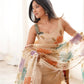 Champagne Beige Floral Sequin Palazzo Suit Set with Organza Dupatta