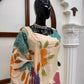 Champagne Beige Floral Sequin Palazzo Suit Set with Organza Dupatta