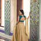Champagne Fendi Lehenga with Teal Blouse