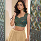 Champagne Fendi Lehenga with Teal Blouse