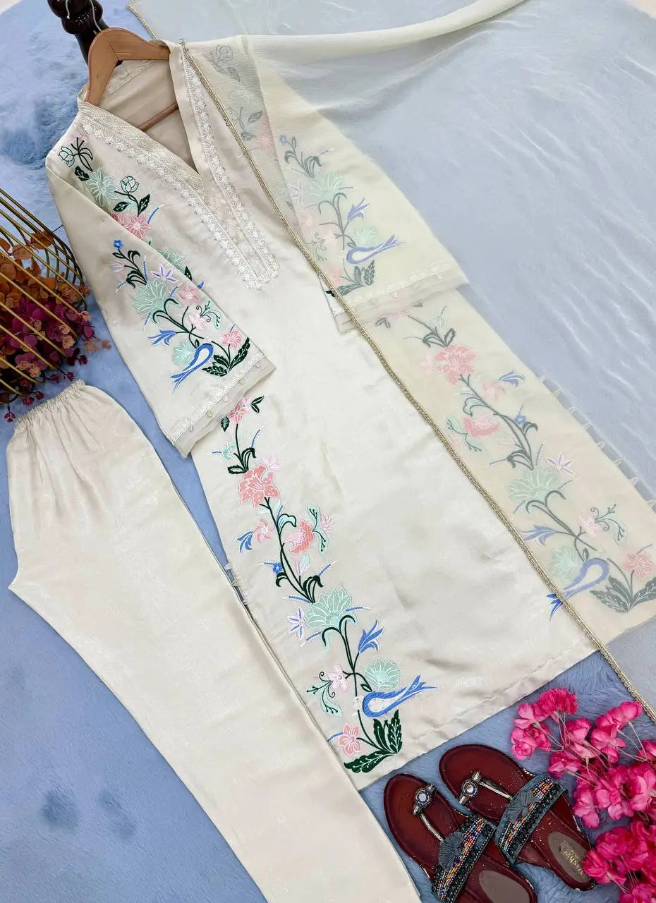 Champagne Floral Kaftan Set