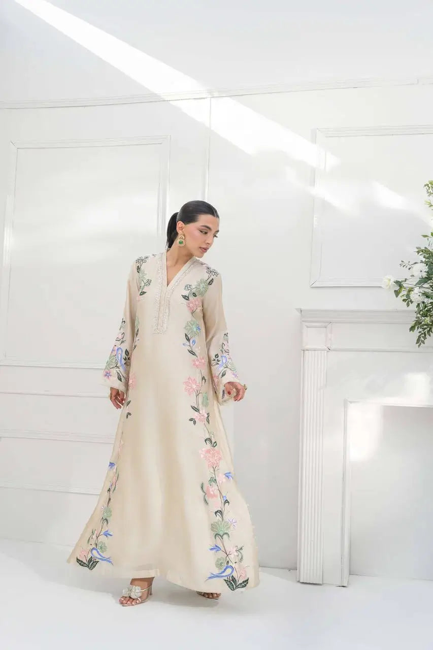 Champagne Floral Kaftan Set