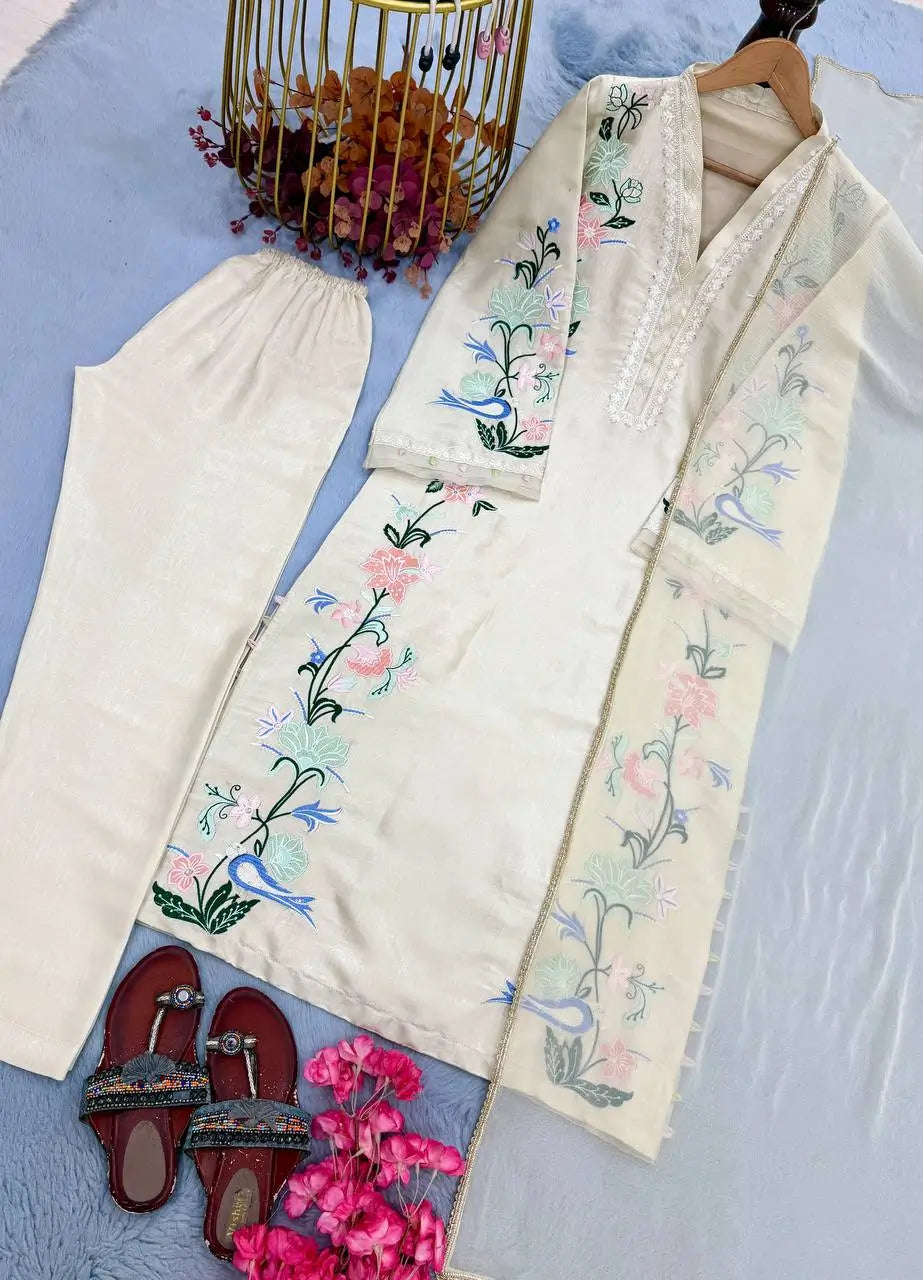 Champagne Floral Kaftan Set