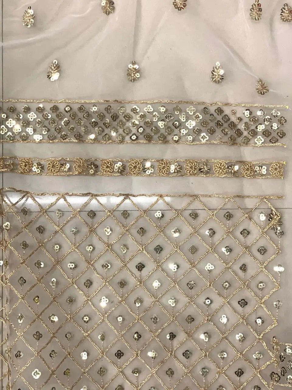 Champagne Gold Butterfly Net Saree with Sequins Dori Embroidery & Mono Benglory Blouse