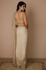 Champagne Gold Butterfly Net Saree with Sequins Dori Embroidery & Mono Benglory Blouse