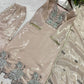 Champagne Organza Silk Embroidered Kurta Pant Dupatta Set for Festive and Elegant Occasions