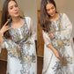 Champagne Organza Silk Embroidered Kurta Pant Dupatta Set for Festive and Elegant Occasions
