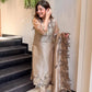 Champagne Organza Silk Embroidered Kurta Pant Dupatta Set for Festive and Elegant Occasions