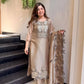 Champagne Organza Silk Embroidered Kurta Pant Dupatta Set for Festive and Elegant Occasions