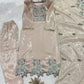 Champagne Organza Silk Embroidered Kurta Pant Dupatta Set for Festive and Elegant Occasions