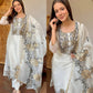 Champagne Organza Silk Embroidered Kurta Pant Dupatta Set for Festive and Elegant Occasions