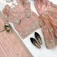 Champagne Peach Silk Sequins Embroidered Sharara Suit for Wedding & Festive Wear