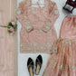 Champagne Peach Silk Sequins Embroidered Sharara Suit for Wedding & Festive Wear