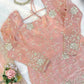 Champagne Peach Silk Sequins Embroidered Sharara Suit for Wedding & Festive Wear