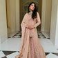 Champagne Peach Silk Sequins Embroidered Sharara Suit for Wedding & Festive Wear