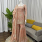 Champagne Peach Silk Sequins Embroidered Sharara Suit for Wedding & Festive Wear