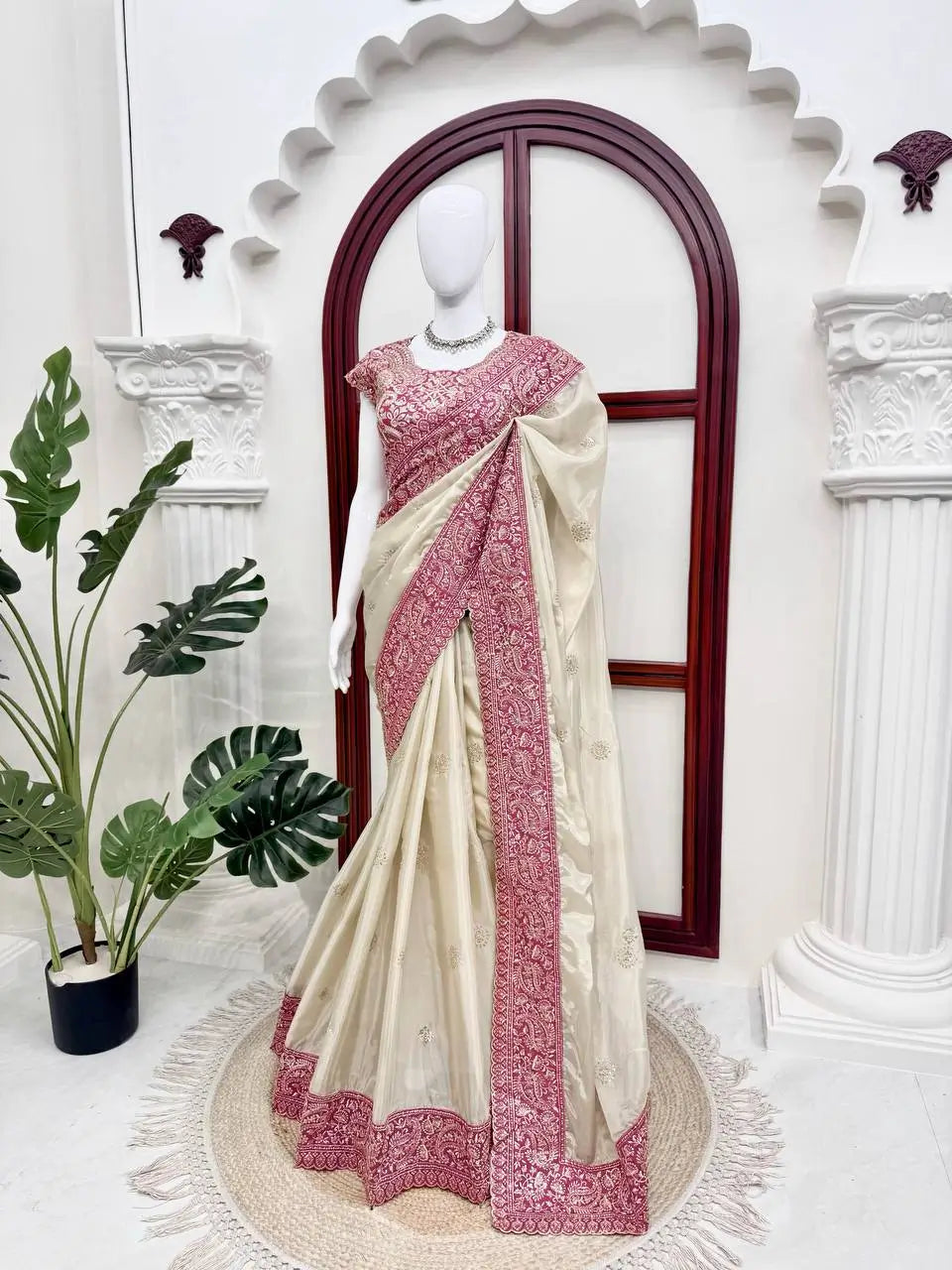 Champagne Rani Border Saree