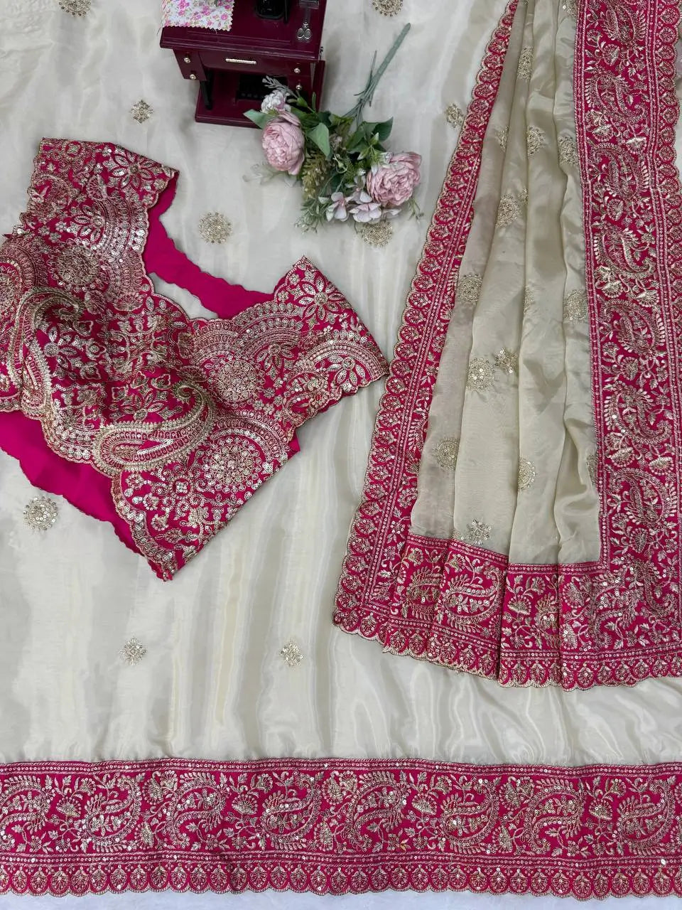 Champagne Rani Border Saree