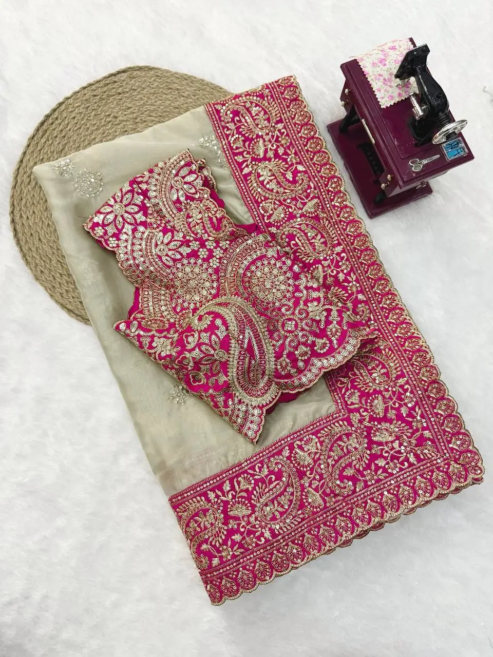 Champagne Rani Border Saree
