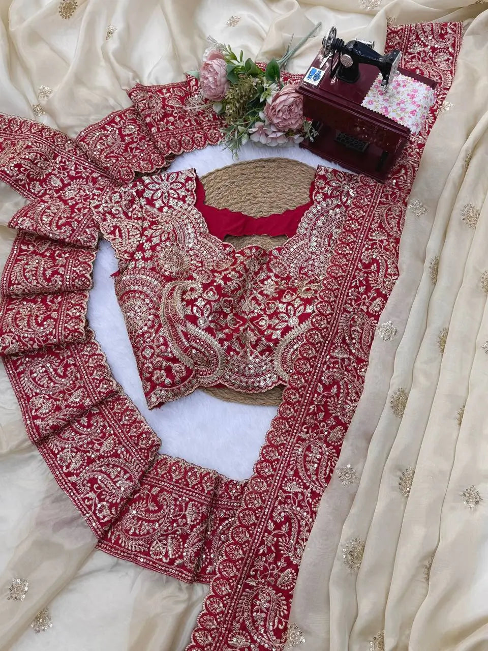 Champagne Rani Border Saree