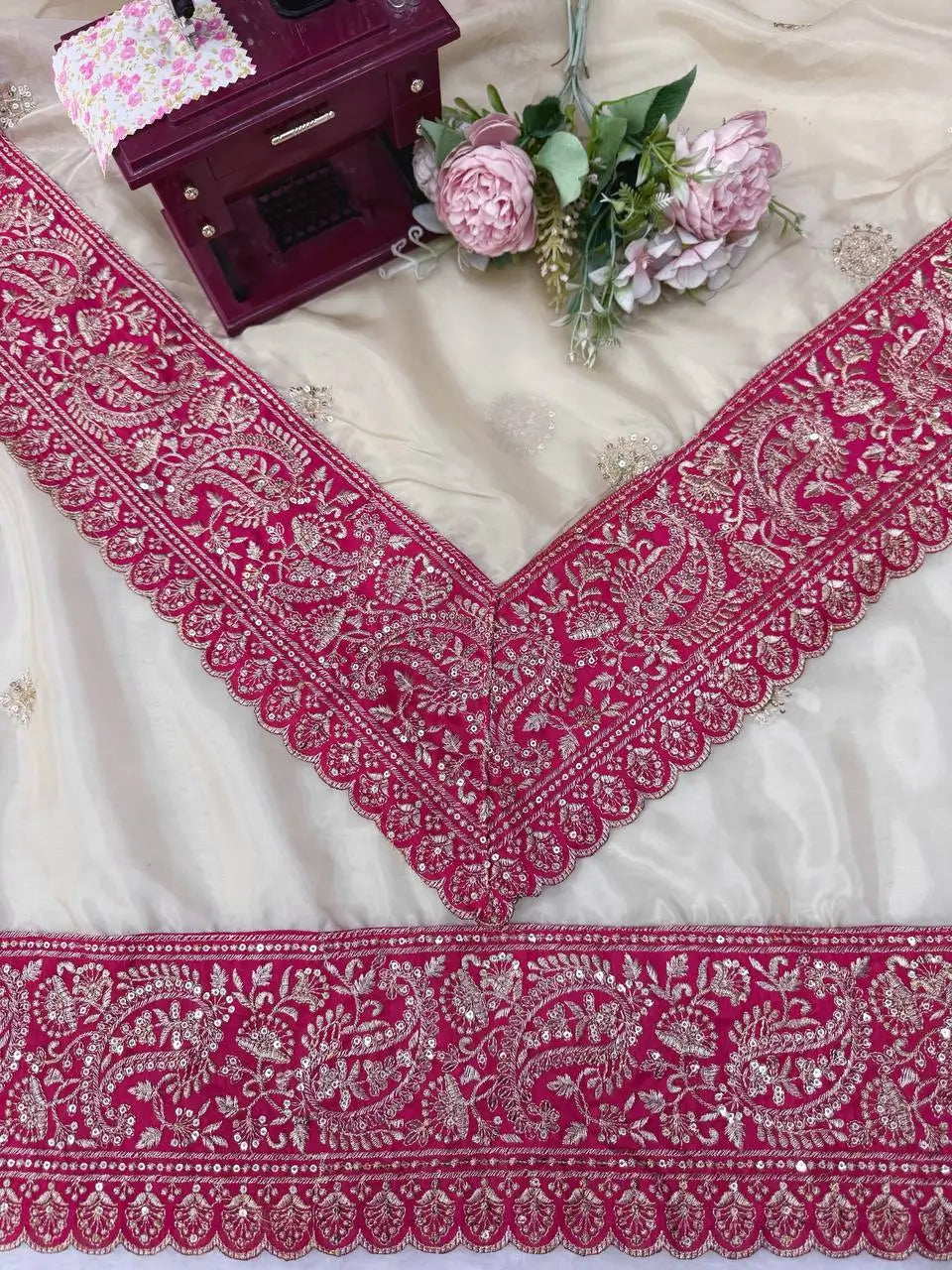 Champagne Rani Border Saree