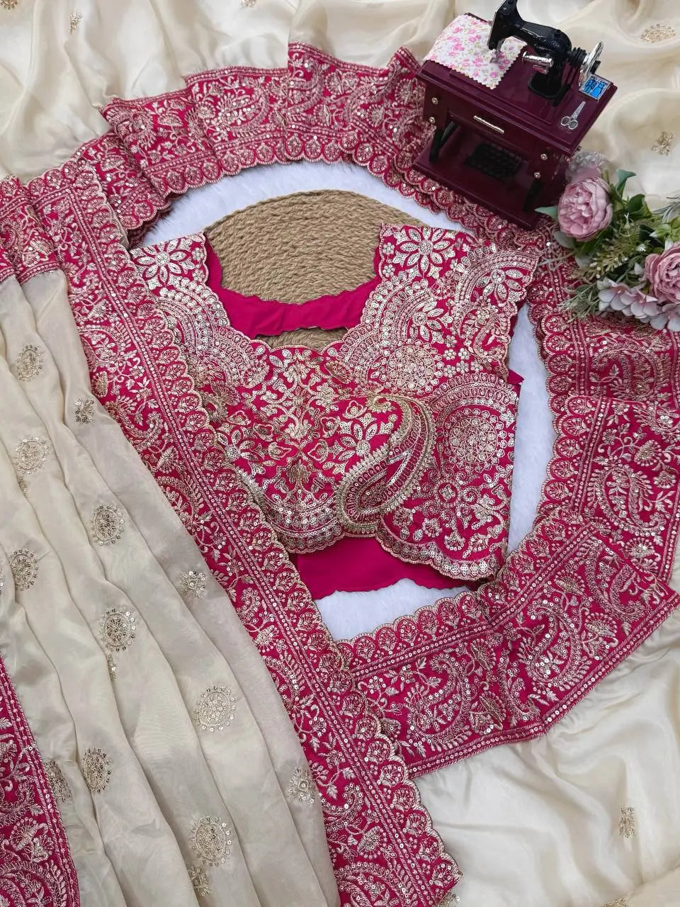 Champagne Rani Border Saree