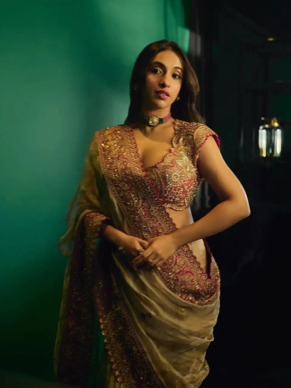 Champagne Rani Border Saree
