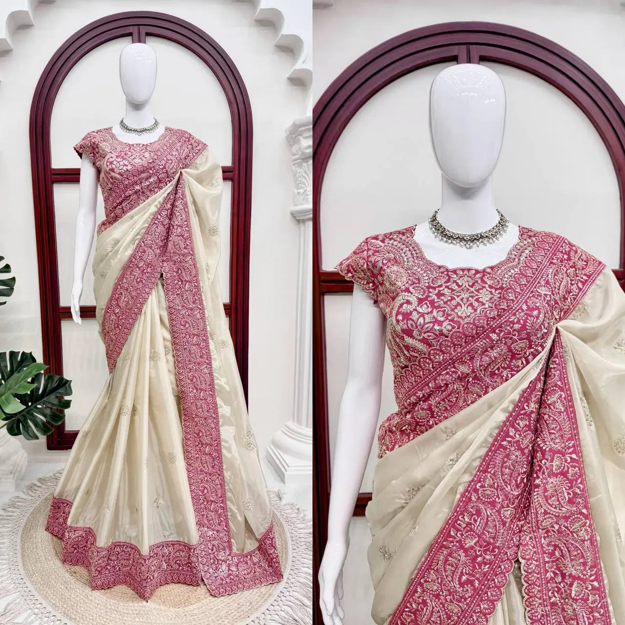 Champagne Rani Border Saree