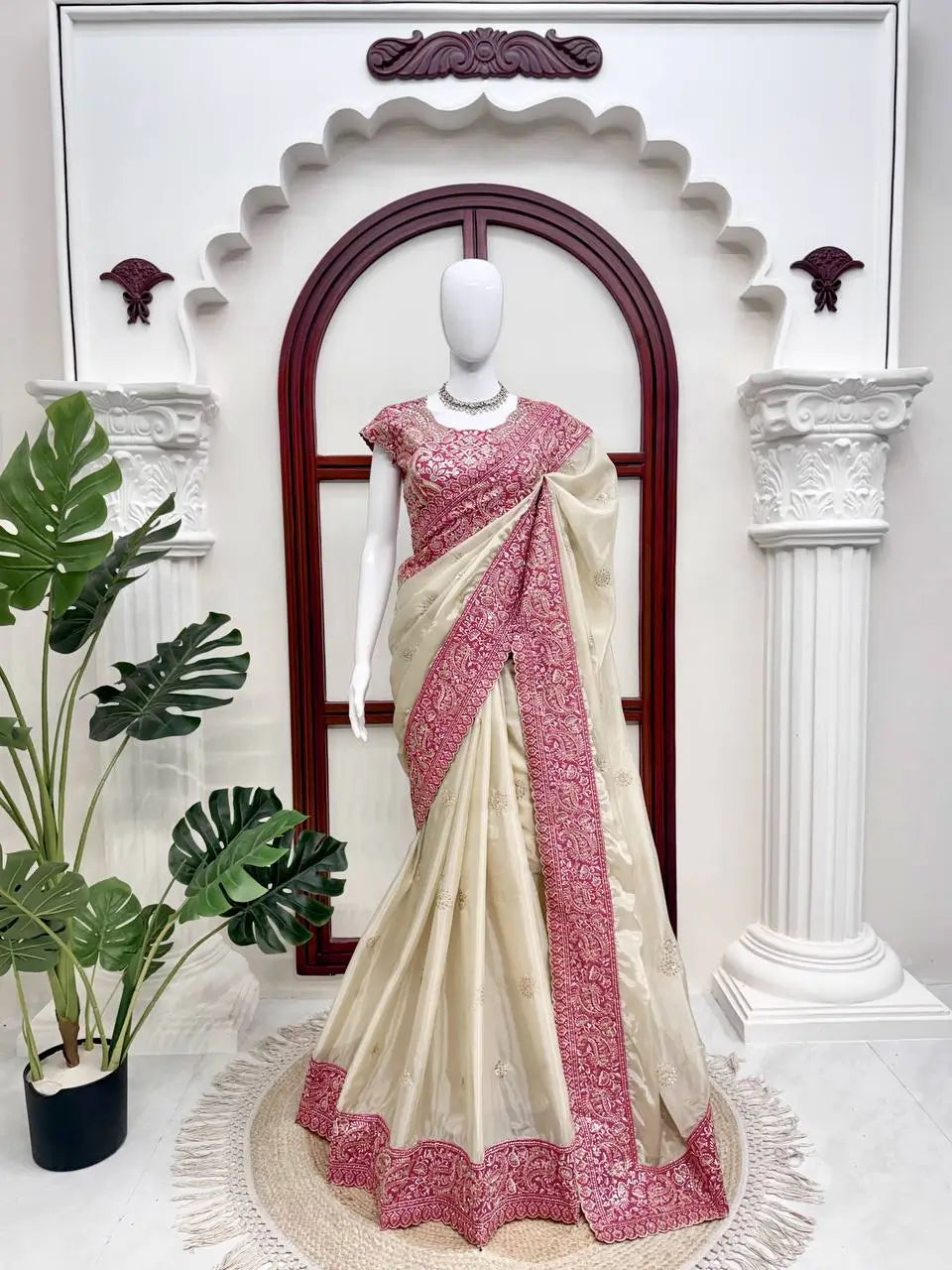 Champagne Rani Border Saree