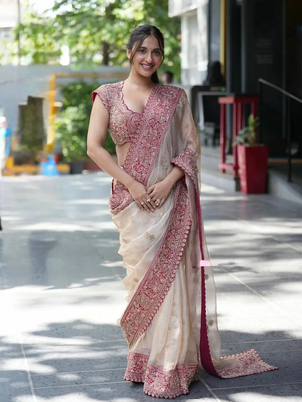 Champagne Rani Border Saree