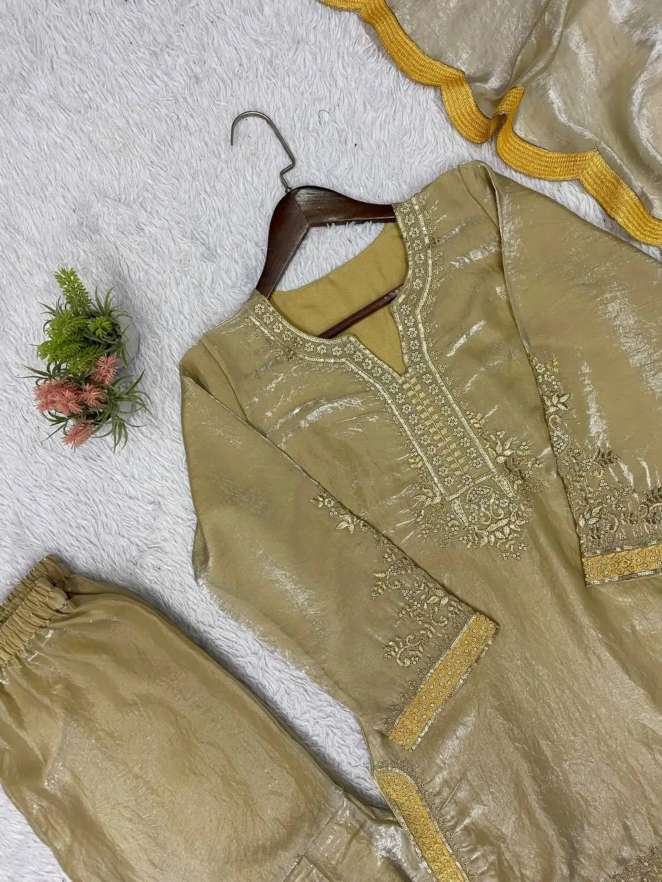 Champagne Shimmer Silk Suit