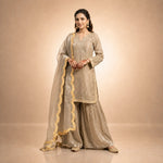 Champagne Shimmer Silk Suit