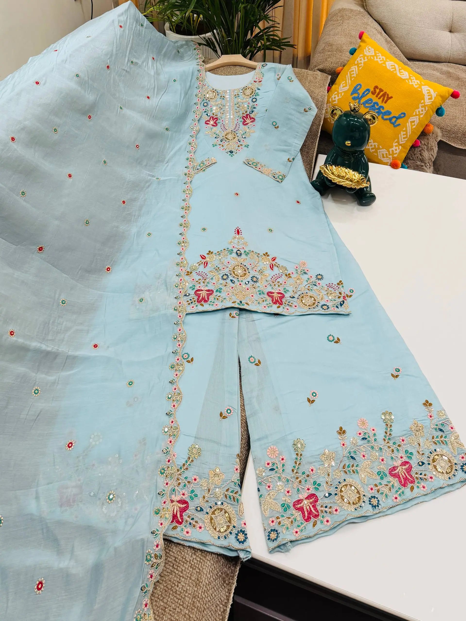 Chanderi Floral Medallion Sharara