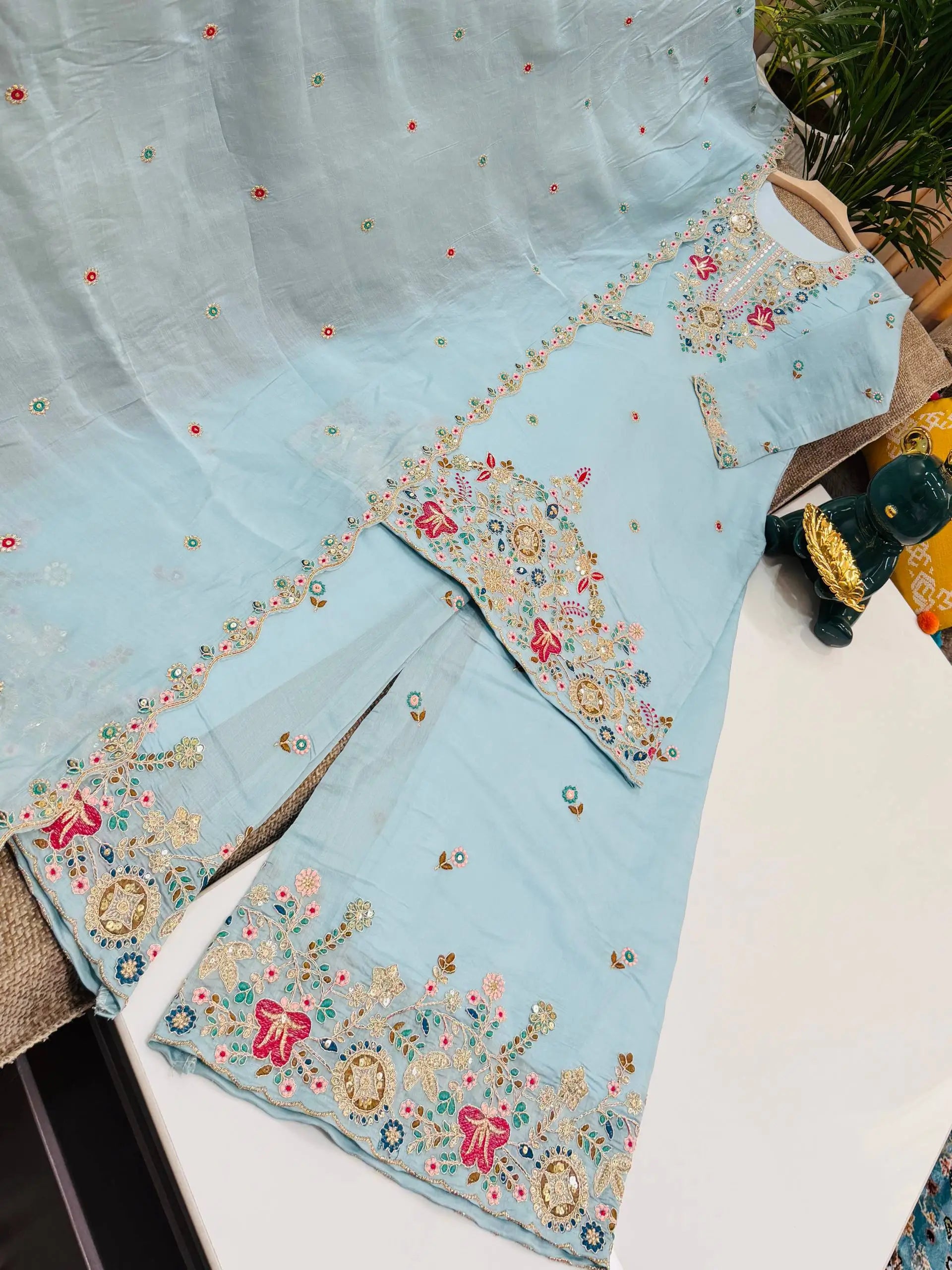 Chanderi Floral Medallion Sharara