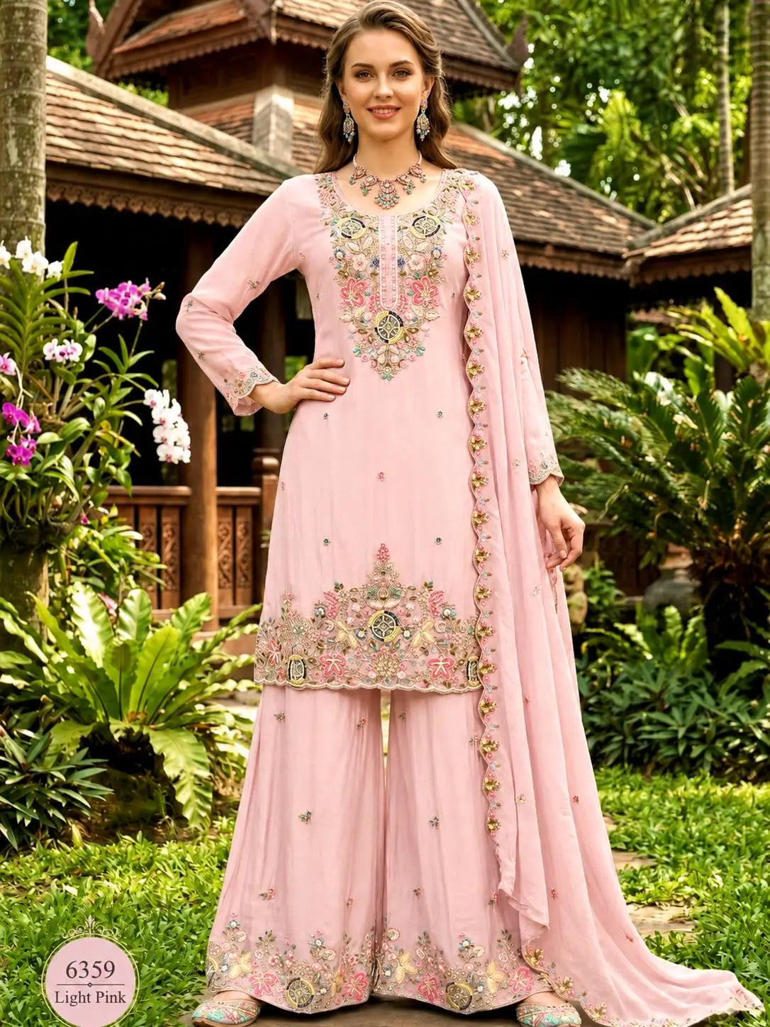 Chanderi Floral Medallion Sharara