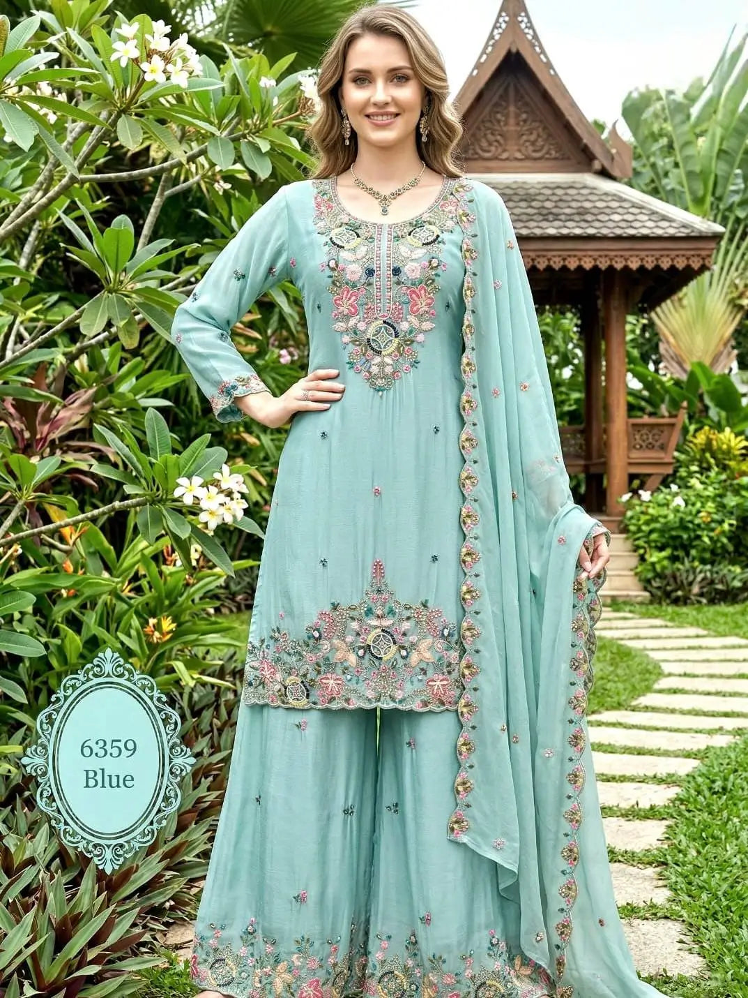 Chanderi Floral Medallion Sharara