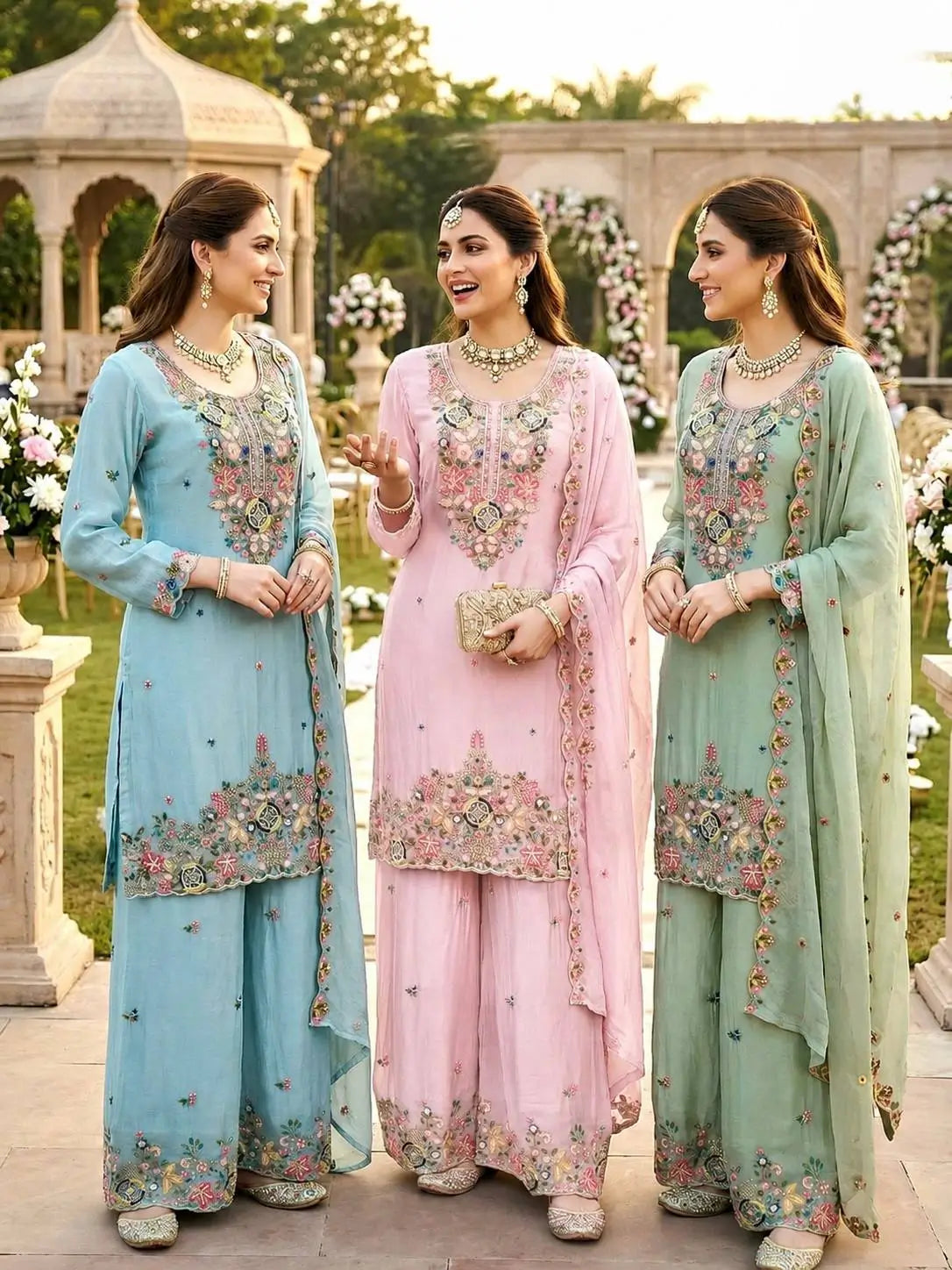 Chanderi Floral Medallion Sharara