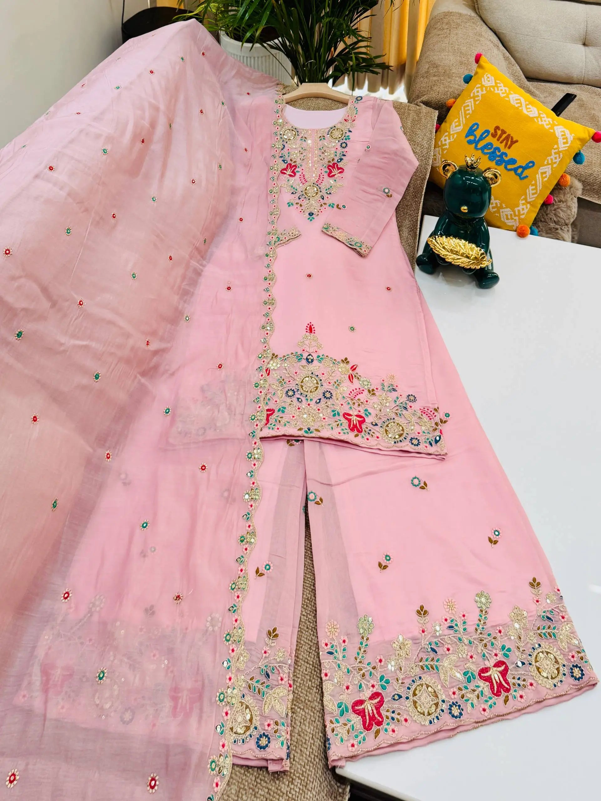 Chanderi Floral Medallion Sharara