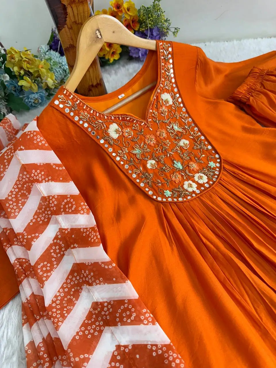 Chanderi Silk Embroidered Kurta Set with Dupatta