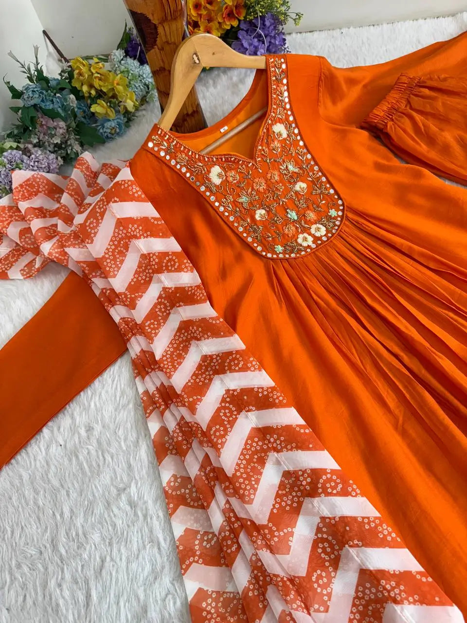 Chanderi Silk Embroidered Kurta Set with Dupatta